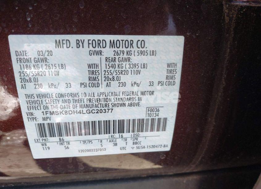 Photo 9 of 2020 Ford Explorer XLT (VIN 1FMSK8DH4LGC20377)