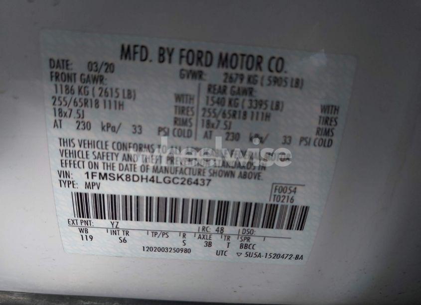 Photo 9 of 2020 Ford Explorer XLT (VIN 1FMSK8DH4LGC26437)