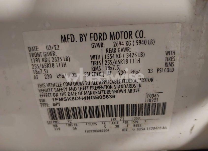 Photo 9 of 2022 Ford Explorer XLT (VIN 1FMSK8DH4NGB05636)