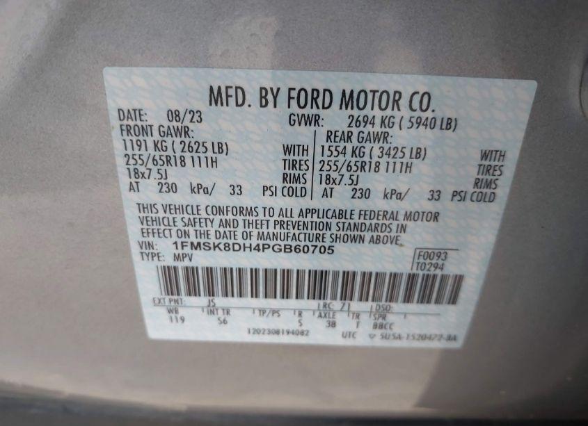 Photo 9 of 2023 Ford Explorer XLT (VIN 1FMSK8DH4PGB60705)