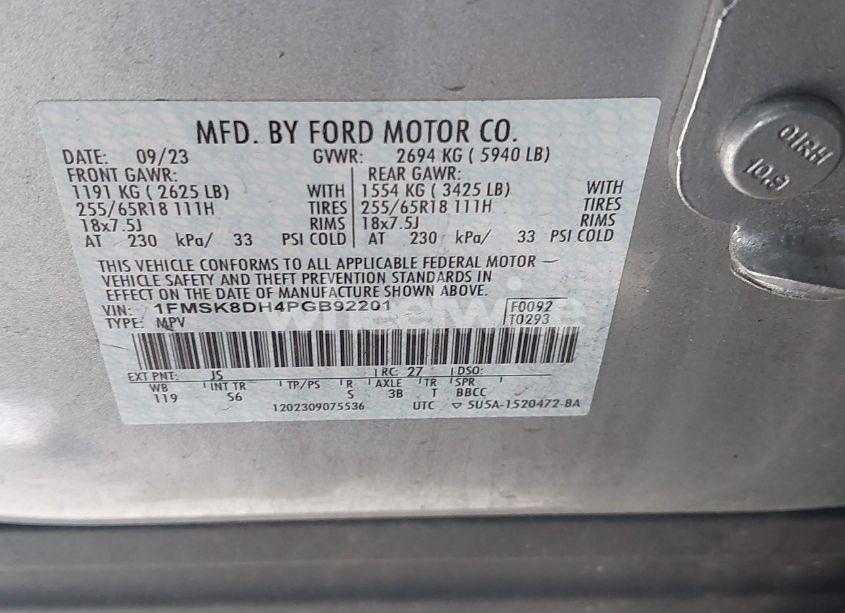 Photo 9 of 2023 Ford Explorer XLT (VIN 1FMSK8DH4PGB92201)