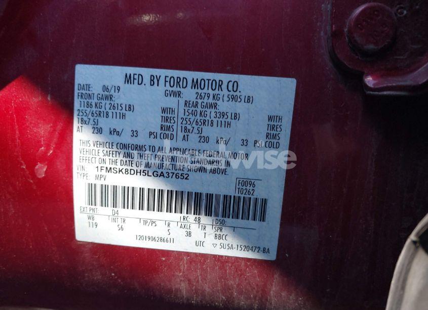 Photo 9 of 2020 Ford Explorer XLT (VIN 1FMSK8DH5LGA37652)