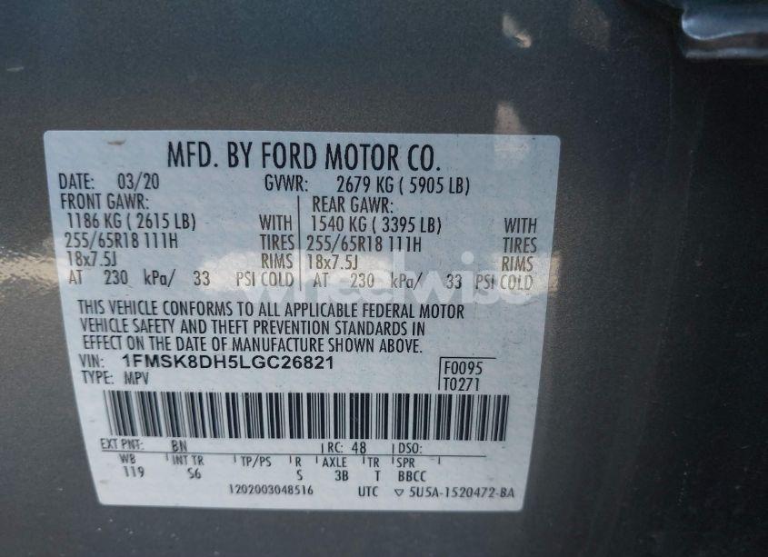 Photo 9 of 2020 Ford Explorer XLT (VIN 1FMSK8DH5LGC26821)