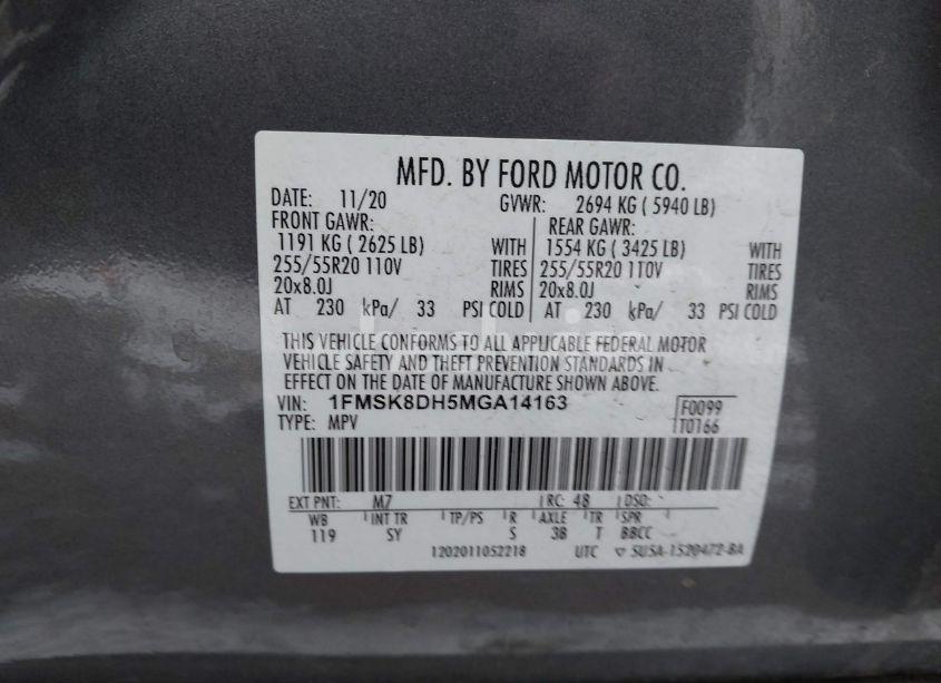 Photo 9 of 2021 Ford Explorer XLT (VIN 1FMSK8DH5MGA14163)