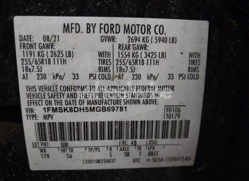 Photo 9 of 2021 Ford Explorer XLT (VIN 1FMSK8DH5MGB69781)