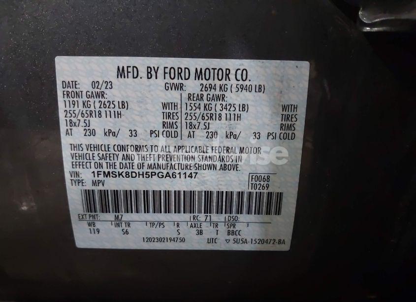 Photo 9 of 2023 Ford Explorer XLT (VIN 1FMSK8DH5PGA61147)