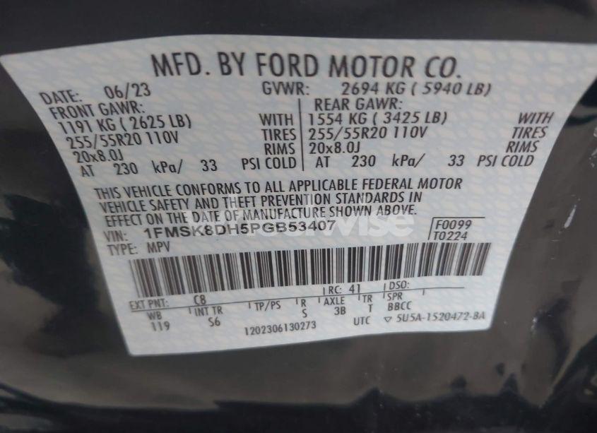 Photo 9 of 2023 Ford Explorer XLT (VIN 1FMSK8DH5PGB53407)