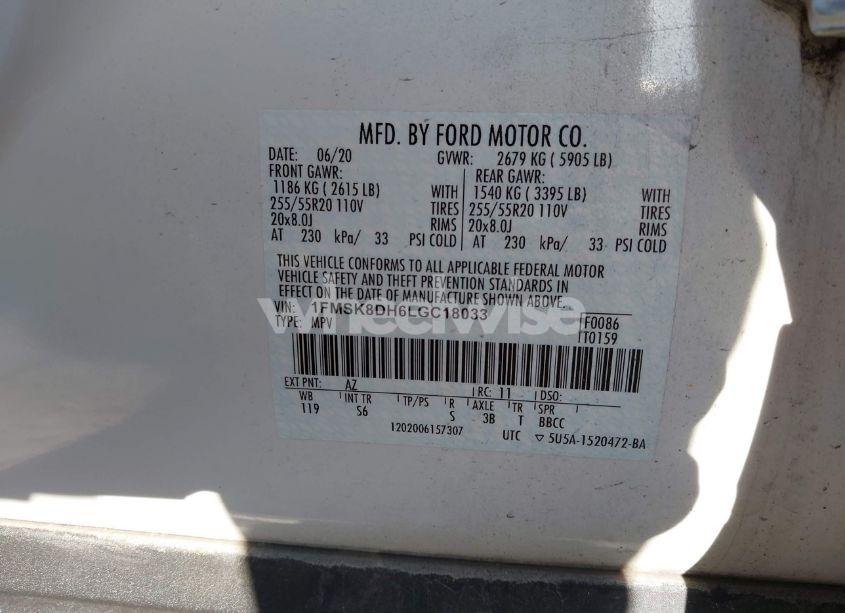 Photo 9 of 2020 Ford Explorer XLT (VIN 1FMSK8DH6LGC18033)