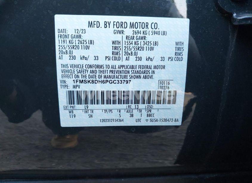 Photo 9 of 2023 Ford Explorer XLT (VIN 1FMSK8DH6PGC33797)