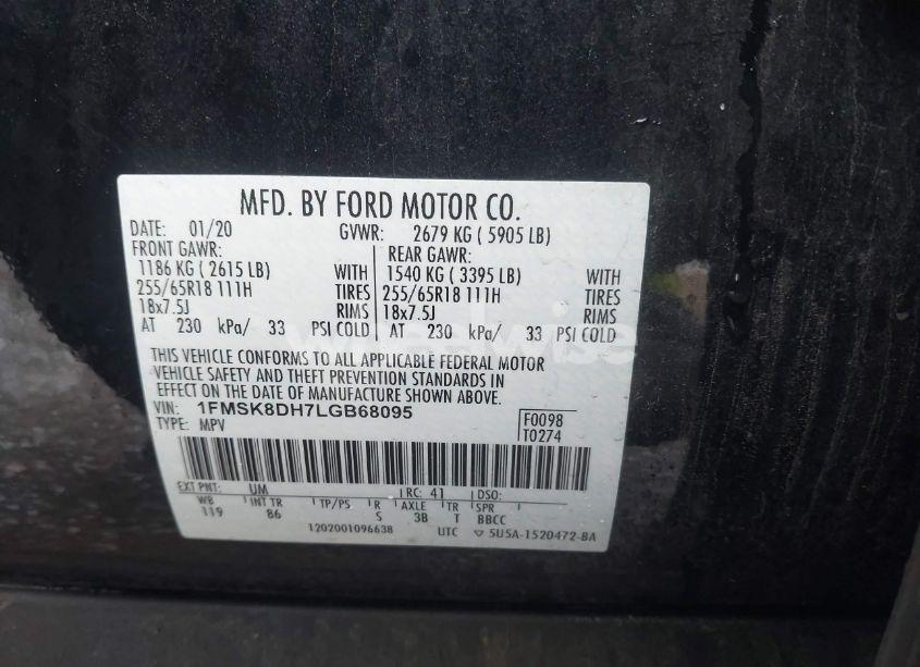 Photo 9 of 2020 Ford Explorer XLT (VIN 1FMSK8DH7LGB68095)