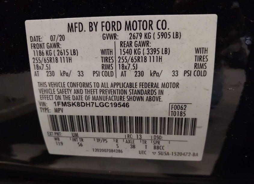 Photo 9 of 2020 Ford Explorer XLT (VIN 1FMSK8DH7LGC19546)