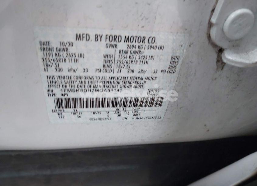 Photo 9 of 2021 Ford Explorer XLT (VIN 1FMSK8DH7MGA01141)