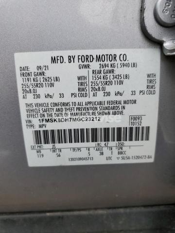Photo 4 of 2021 FORD EXPLORER XLT (VIN 1FMSK8DH7MGC23212)