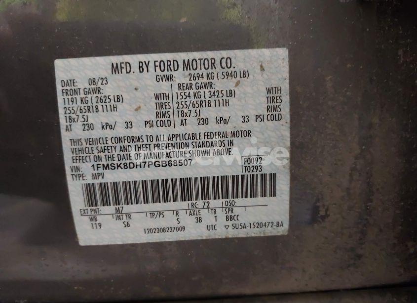 Photo 9 of 2023 Ford Explorer XLT (VIN 1FMSK8DH7PGB68507)