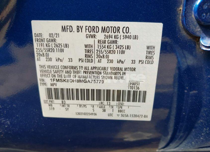 Photo 9 of 2021 Ford Explorer XLT (VIN 1FMSK8DH8MGA75779)