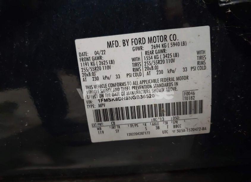 Photo 9 of 2022 Ford Explorer XLT (VIN 1FMSK8DH8NGB36520)