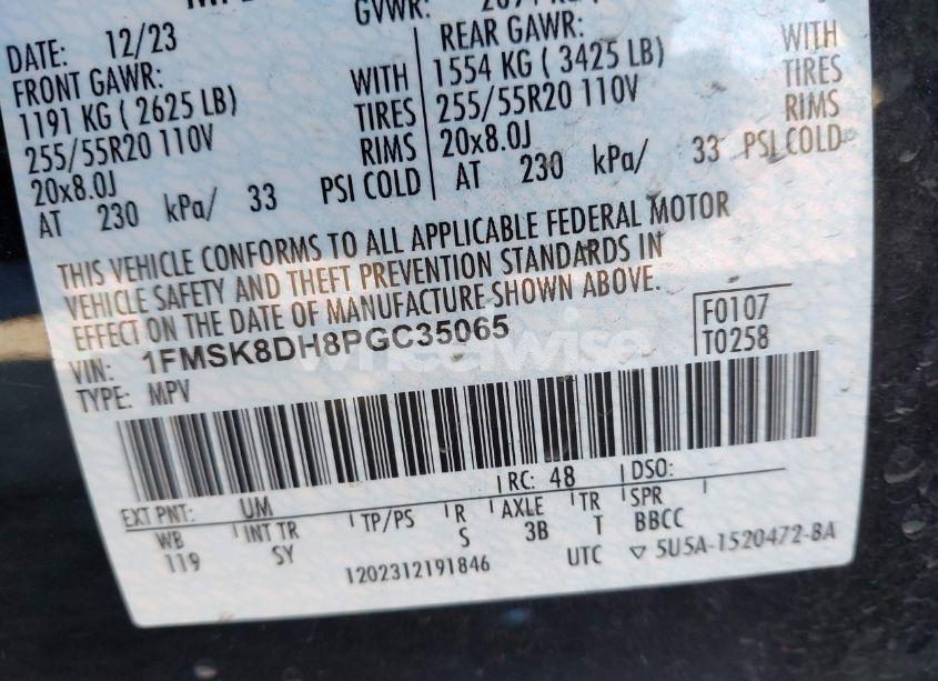 Photo 9 of 2023 Ford Explorer XLT (VIN 1FMSK8DH8PGC35065)