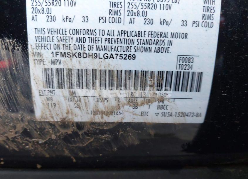 Photo 9 of 2020 Ford Explorer XLT (VIN 1FMSK8DH9LGA75269)