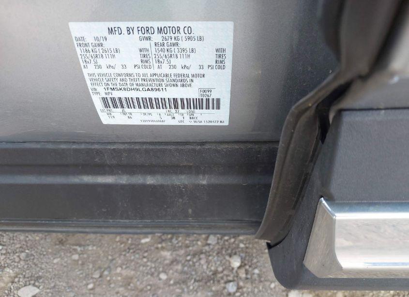 Photo 9 of 2020 Ford Explorer XLT (VIN 1FMSK8DH9LGA89611)