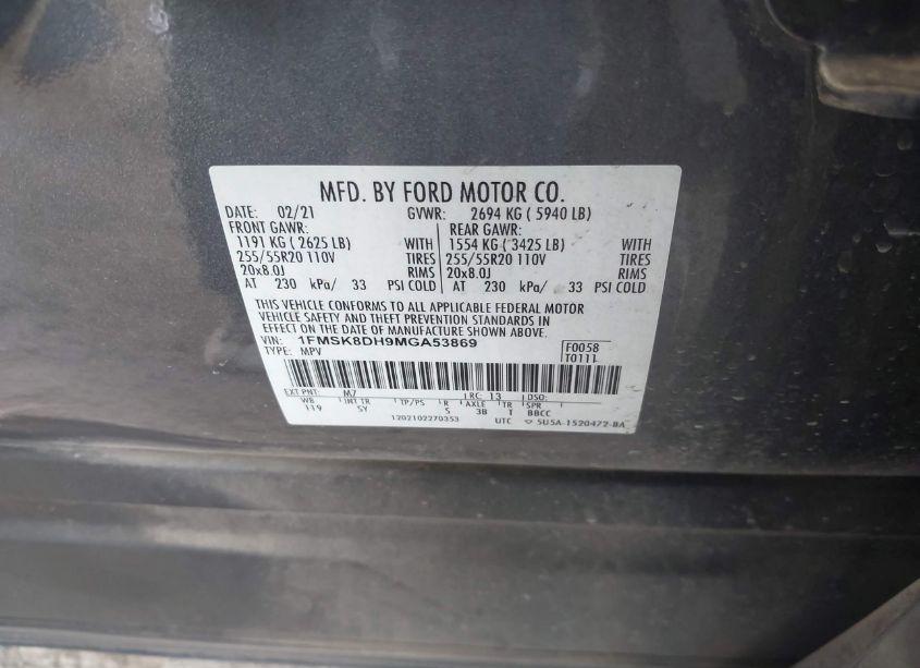 Photo 9 of 2021 Ford Explorer XLT (VIN 1FMSK8DH9MGA53869)