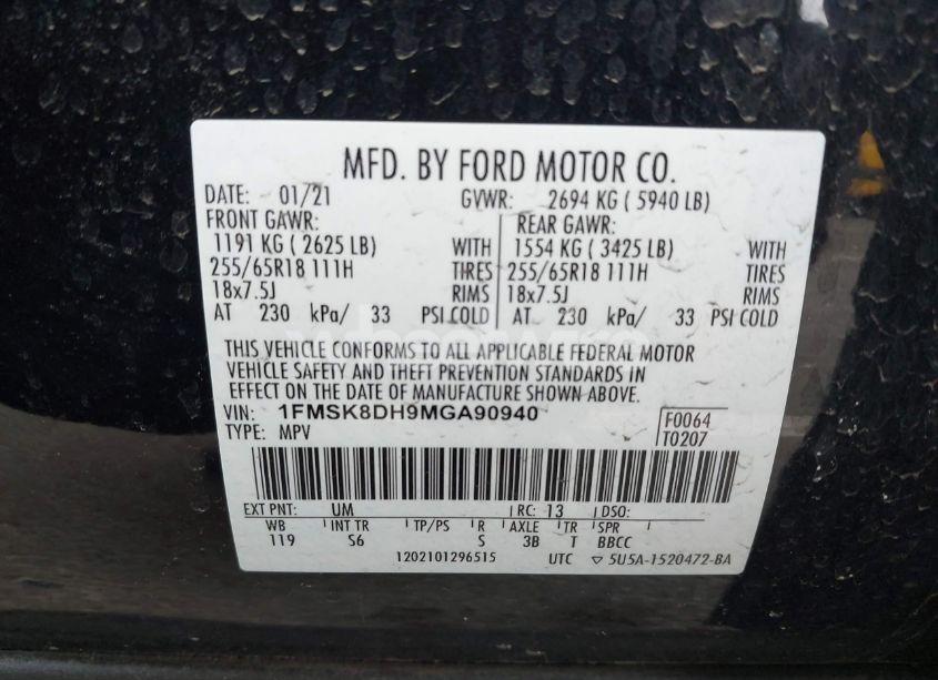 Photo 9 of 2021 Ford Explorer XLT (VIN 1FMSK8DH9MGA90940)