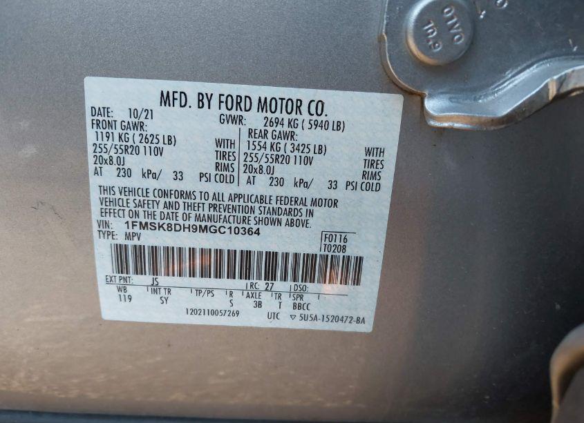 Photo 9 of 2021 Ford Explorer XLT (VIN 1FMSK8DH9MGC10364)