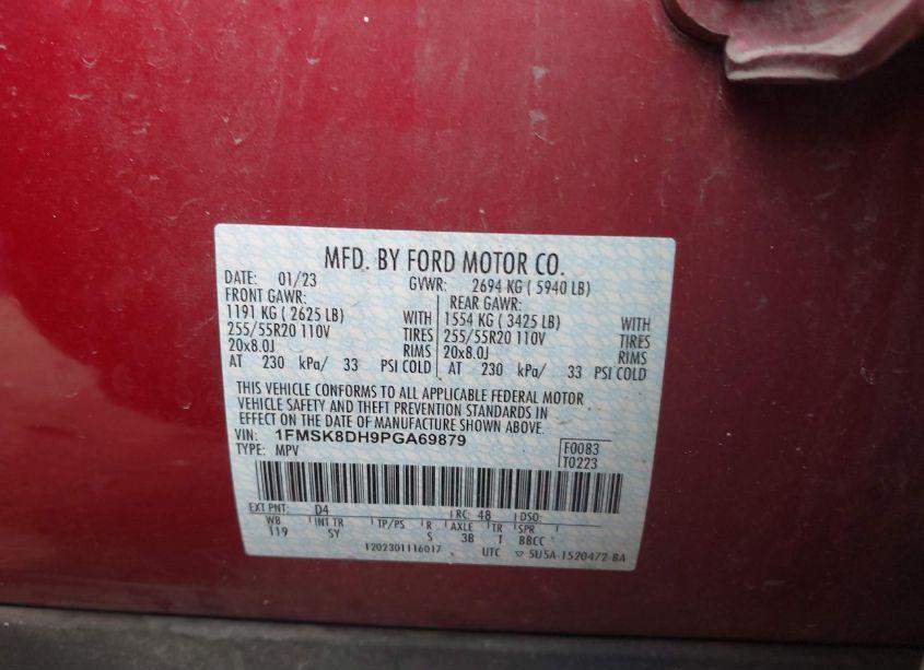 Photo 9 of 2023 Ford Explorer XLT (VIN 1FMSK8DH9PGA69879)