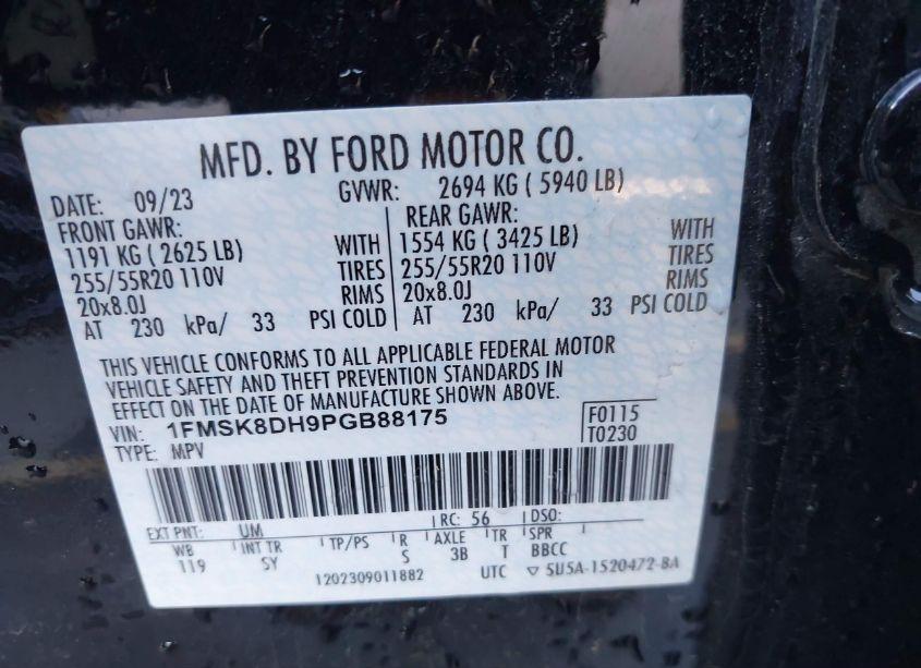 Photo 9 of 2023 Ford Explorer XLT (VIN 1FMSK8DH9PGB88175)