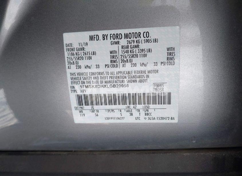 Photo 9 of 2020 Ford Explorer XLT (VIN 1FMSK8DHXLGB20056)