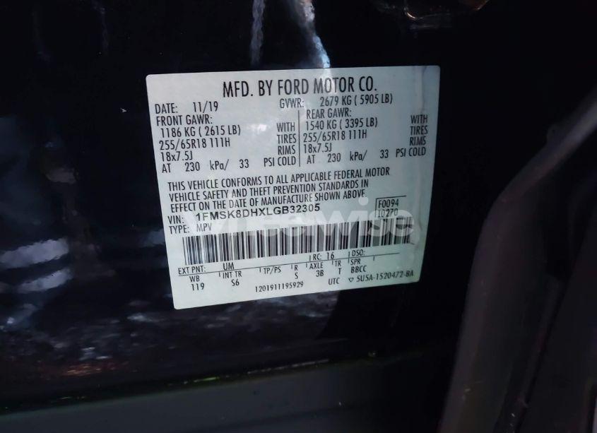 Photo 9 of 2020 Ford Explorer XLT (VIN 1FMSK8DHXLGB32305)