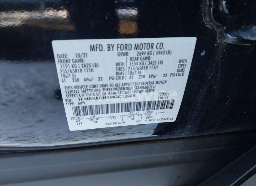 Photo 9 of 2021 Ford Explorer XLT (VIN 1FMSK8DHXMGC13905)