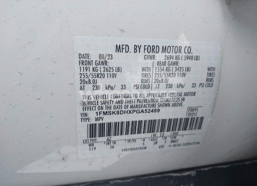 Photo 8 of 2023 Ford Explorer XLT (VIN 1FMSK8DHXPGA52489)
