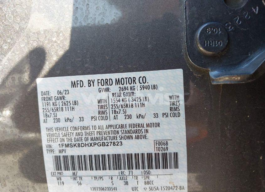 Photo 9 of 2023 Ford Explorer XLT (VIN 1FMSK8DHXPGB27823)