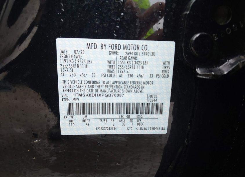 Photo 7 of 2023 Ford Explorer XLT (VIN 1FMSK8DHXPGB70087)