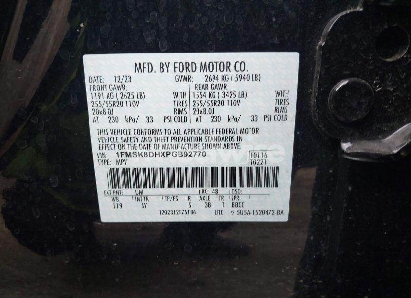 Photo 9 of 2023 Ford Explorer XLT (VIN 1FMSK8DHXPGB92770)