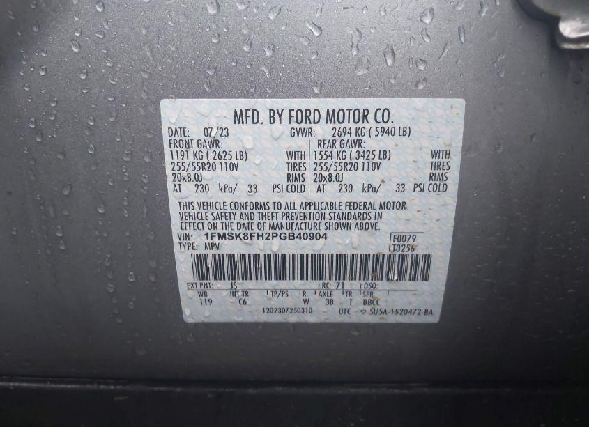 Photo 9 of 2023 Ford Explorer LIMITED (VIN 1FMSK8FH2PGB40904)