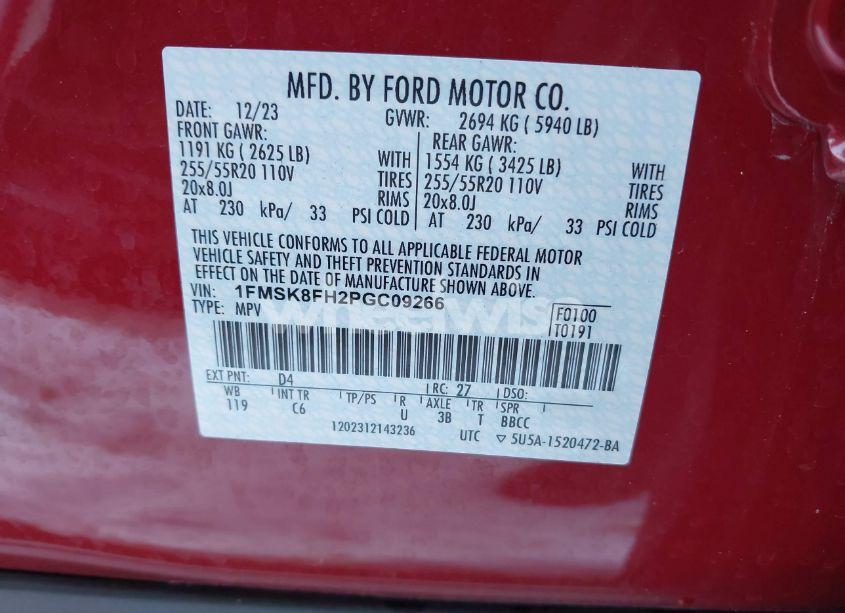 Photo 9 of 2023 Ford Explorer LIMITED (VIN 1FMSK8FH2PGC09266)