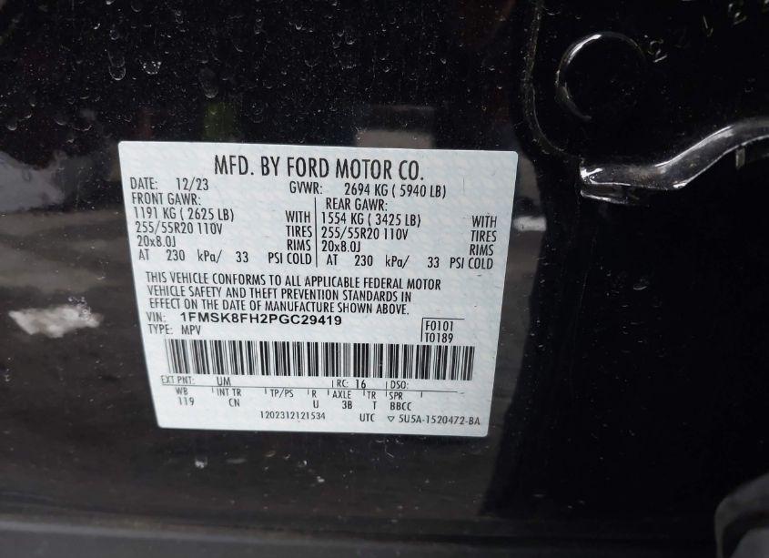 Photo 9 of 2023 Ford Explorer LIMITED (VIN 1FMSK8FH2PGC29419)