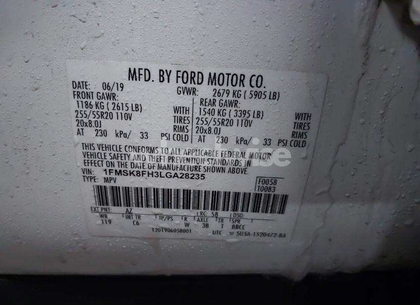 Photo 9 of 2020 Ford Explorer LIMITED (VIN 1FMSK8FH3LGA28235)
