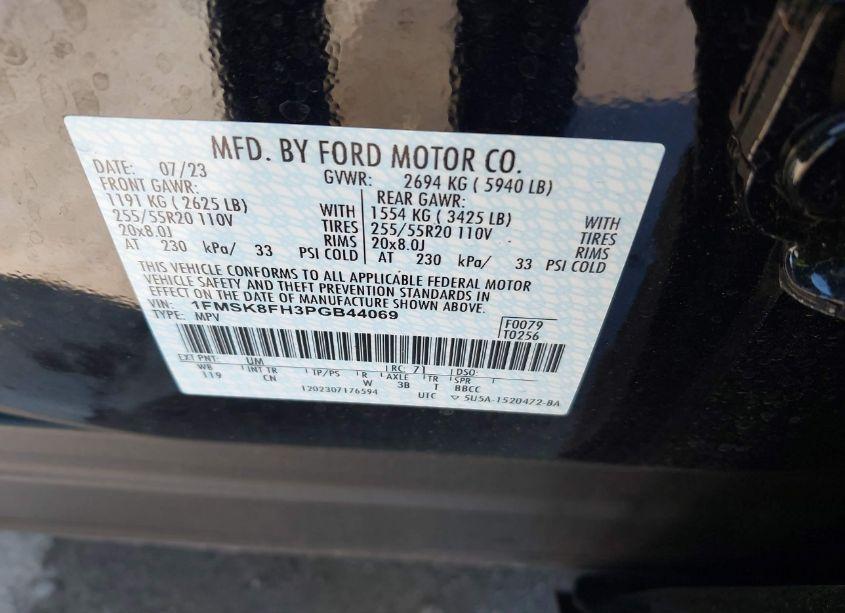 Photo 9 of 2023 Ford Explorer LIMITED (VIN 1FMSK8FH3PGB44069)
