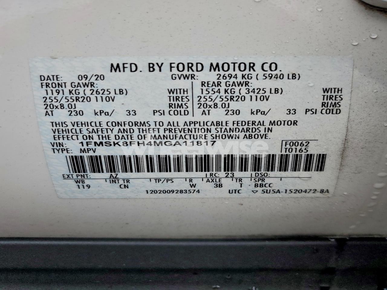 Photo 13 of 2021 FORD EXPLORER LIMITED (VIN 1FMSK8FH4MGA11817)