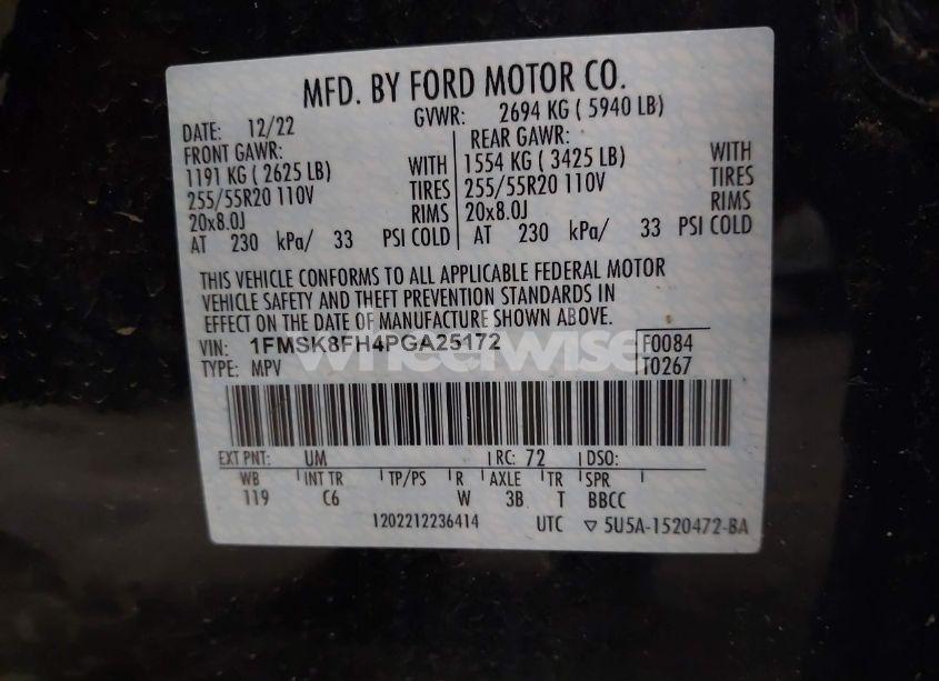 Photo 9 of 2023 Ford Explorer LIMITED (VIN 1FMSK8FH4PGA25172)