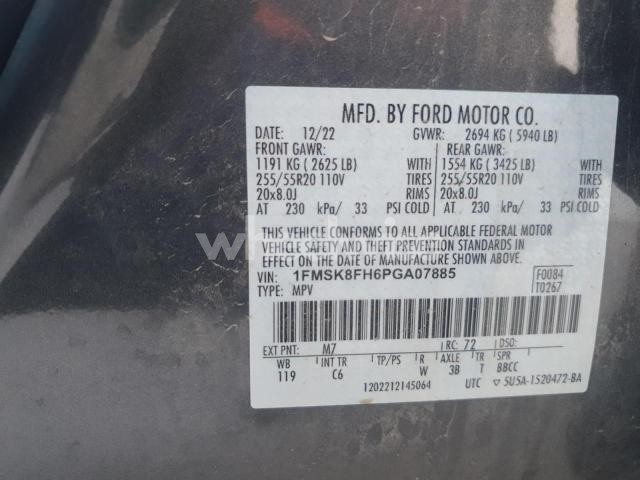 2023 FORD EXPLORER LIMITED (VIN 1FMSK8FH6PGA07885) main photo