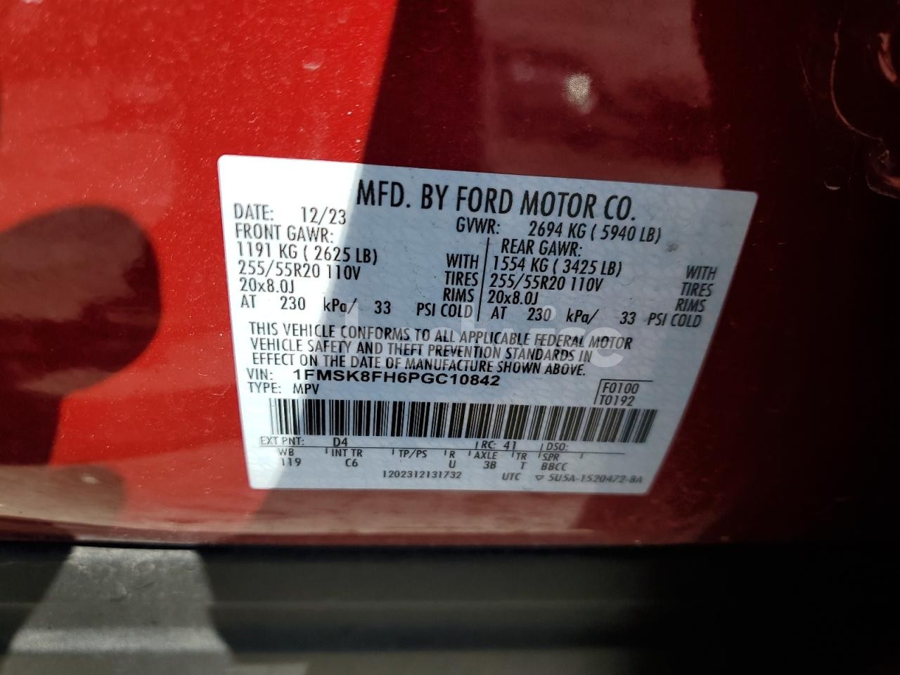 Photo 13 of 2023 FORD EXPLORER LIMITED (VIN 1FMSK8FH6PGC10842)