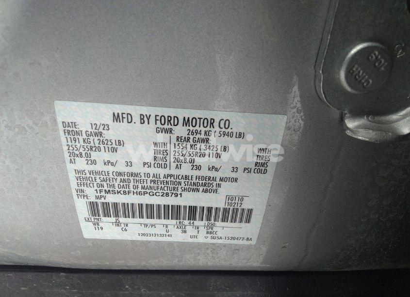 Photo 9 of 2023 Ford Explorer LIMITED (VIN 1FMSK8FH6PGC28791)