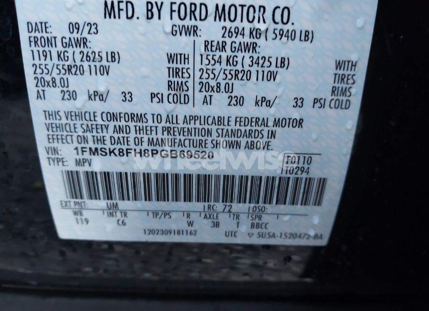 Photo 9 of 2023 Ford Explorer LIMITED (VIN 1FMSK8FH8PGB69520)