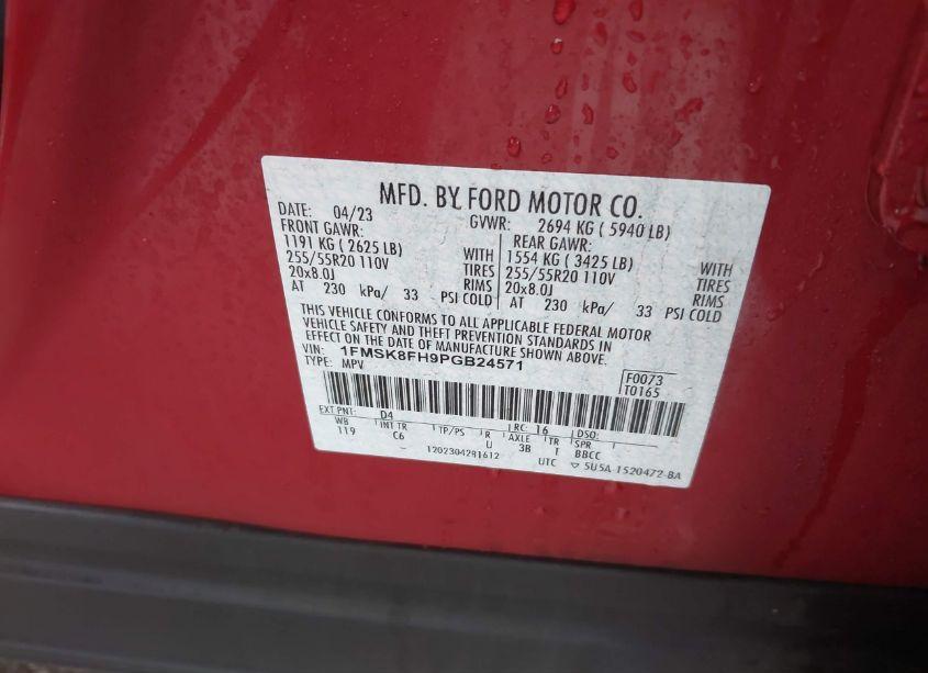 Photo 9 of 2023 Ford Explorer LIMITED (VIN 1FMSK8FH9PGB24571)