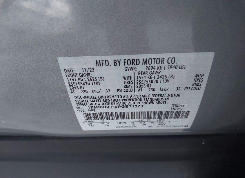 Photo 9 of 2023 Ford Explorer LIMITED (VIN 1FMSK8FH9PGB71373)