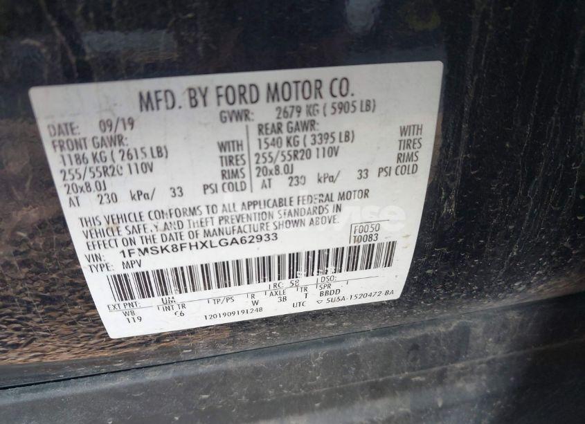 Photo 9 of 2020 Ford Explorer LIMITED (VIN 1FMSK8FHXLGA62933)