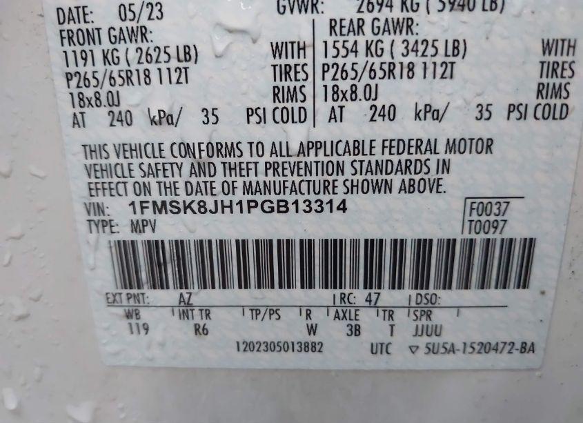 Photo 9 of 2023 Ford Explorer TIMBERLINE (VIN 1FMSK8JH1PGB13314)